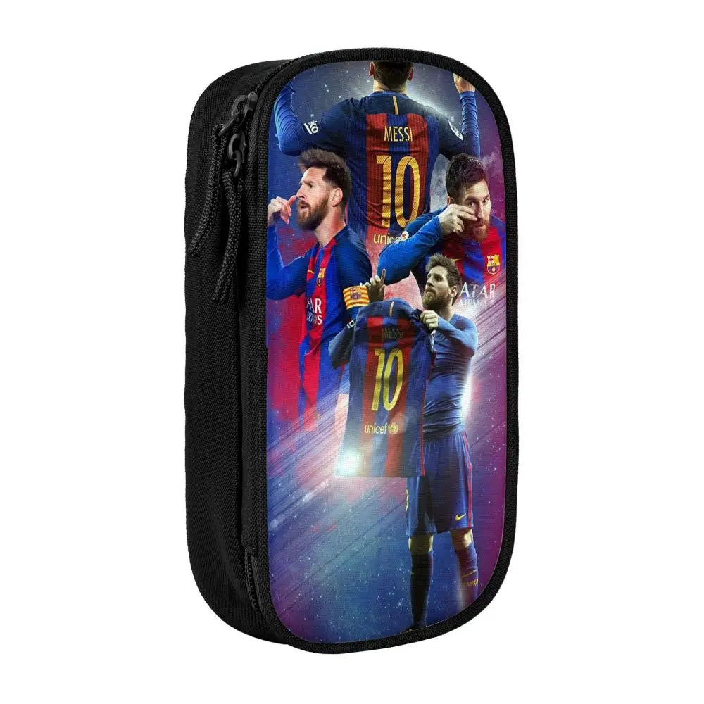 Football Messi Pencil Cases for Fan Soccer Lover Messied Pen Holder Bag Student Big Capacity Students School Gifts Pencil Pouch