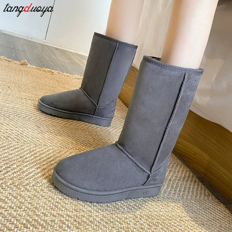 winter snow boots women anti slip Casual Woman Shoe Winter Boots Female Warm Plush Mid-calf Boots Long Botas Mujer