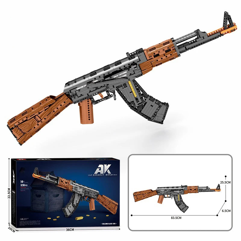 AK47 Assault Rifle Model Building Blocks Military Army Weapon Shootable Imitation Gun Bricks Children’s Holiday Gifts DIY Toys