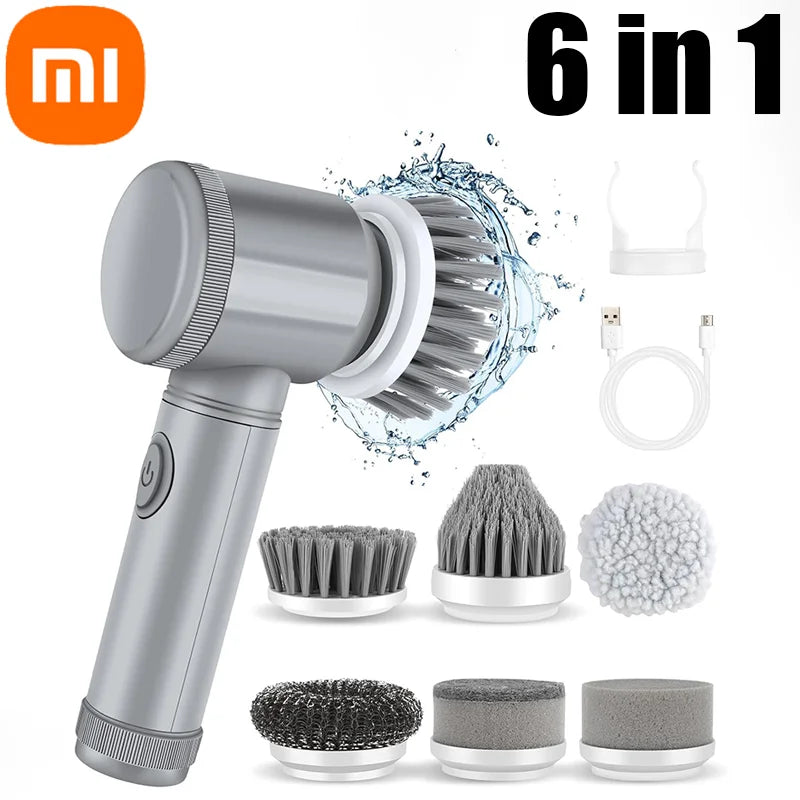 Xiaomi MIJIA Electric Scrubber Spin Cleaning Brush Power Scrubber With 5Replaceable Brush Heads Electric Cleaning Brush Bathroom