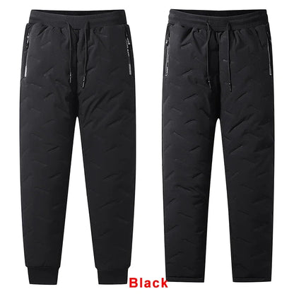 Winter Down Cotton Pants Men's Casual Waterproof Zipper Pocket Thickened Wool Warm Pants Jogger Outdoor Cold-proof Ski Pants 7XL