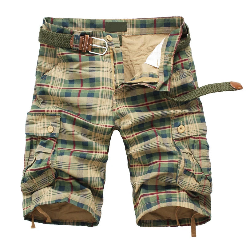 Men's Medium Pants Summer Cotton Comfortable Outdoor Sports Beach Pants Trend Plaid Shorts Loose Straight Large Size Cargo Pants