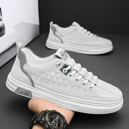 Upgrade your style with Men's Vulcanize Shoes 2025 White Leather Casual /Shoes