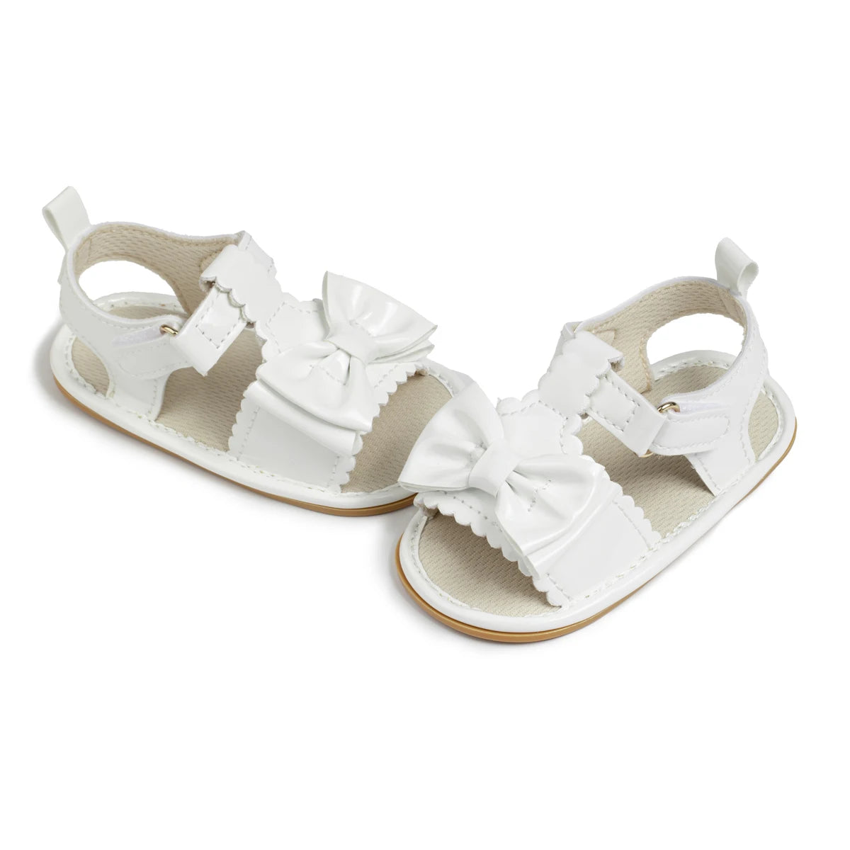 Meckior New Baby Girl Garden Shoes Cute Bow Newborn Baby Girl Beach Sandals Anti-slip Rubber Flat Bottomed Toddler Sandals