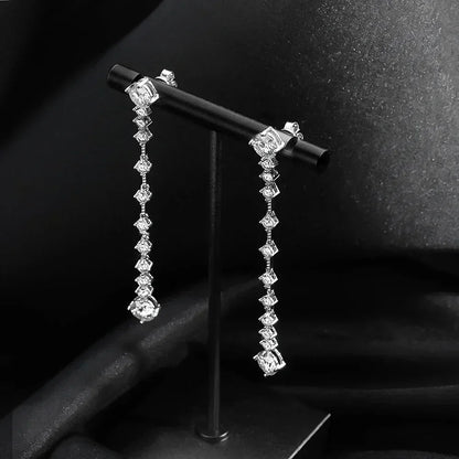 6cttw D Color Full Moissanite Drop Earrings for Women Sterling Silver S925 Long Tassel Diamond Earring Jewelry with Certificate