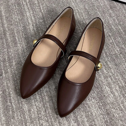 Women's Pointed Toe Flat Shoes With Velvet Matte Finish Single Shoes Women Comfort Loafers Shoes Leather Mary Jane Shoes