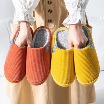 Winter Women'S Cotton Slippers Indoor Slippers  Women Men Winter Thick Sole House Warm Couples Home Non-Slip soft shoes