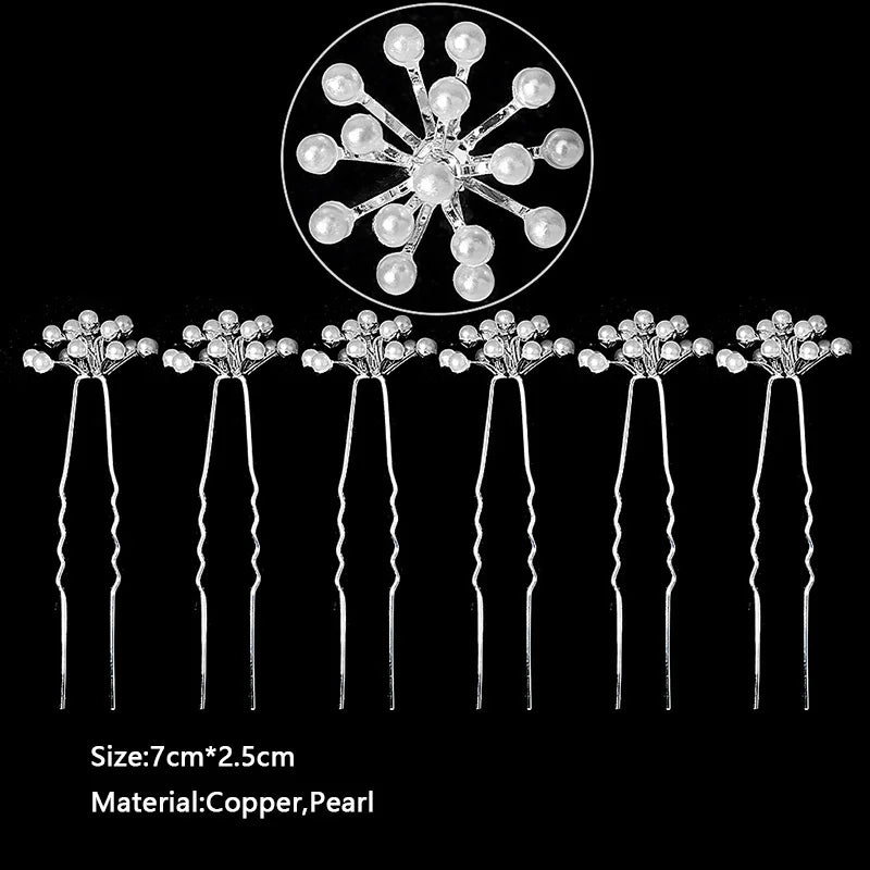 Rhinestone Hair Pins Forks Clips for Women Bridal Wedding Hair Accessories Pearl Hairpins Bride Headpiece Jewelry Gift Wholesale