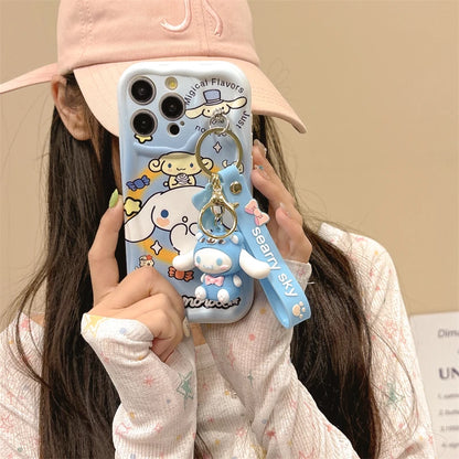 3D Cartoon Kuromi Wavy Phone Case For OPPO Realme Note 50 C67 C65 C53 C61 C55 C53 C51 Cute Melody With Wrist Strap Cover