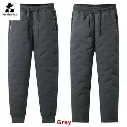 Winter Down Cotton Pants Men's Casual Waterproof Zipper Pocket Thickened Wool Warm Pants Jogger Outdoor Cold-proof Ski Pants 7XL