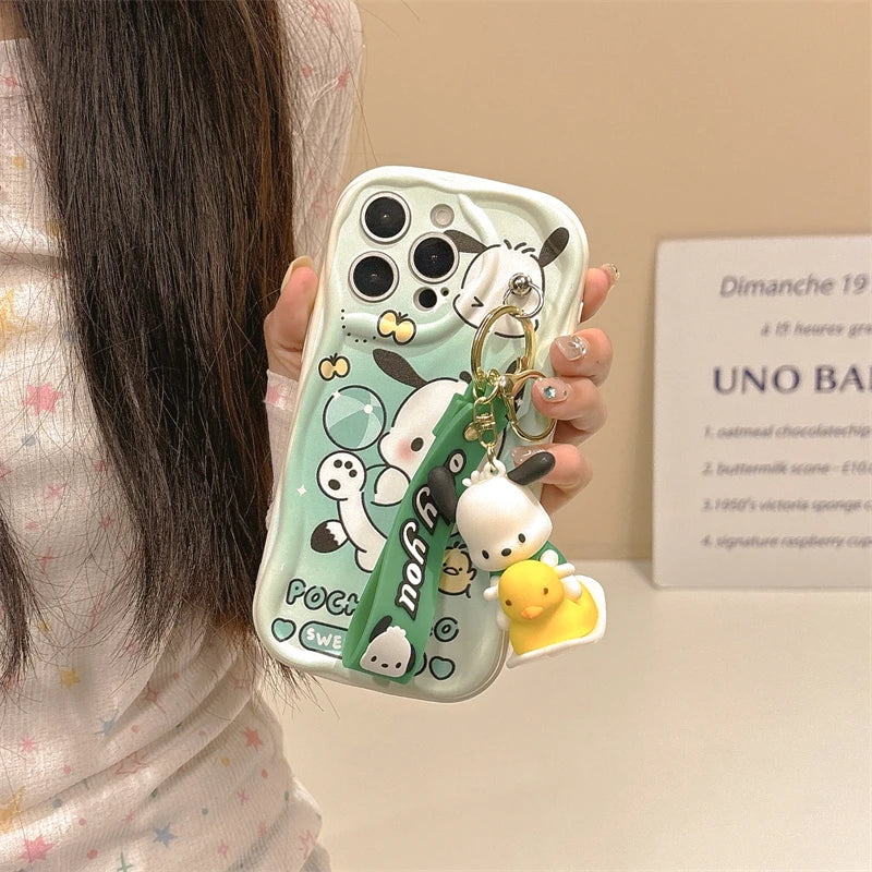 3D Cartoon Kuromi Wavy Phone Case For OPPO Realme Note 50 C67 C65 C53 C61 C55 C53 C51 Cute Melody With Wrist Strap Cover