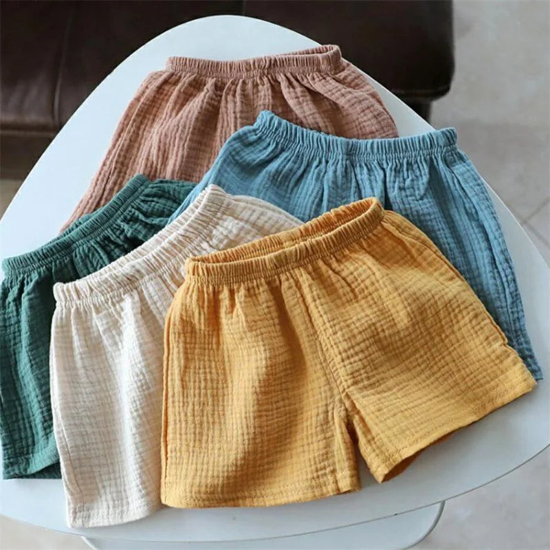 Baby Cotton Linen Shorts Summer New Children's Five-point Pants Boys Girls Thin Breathable Short Pants Girls Boy Clothing