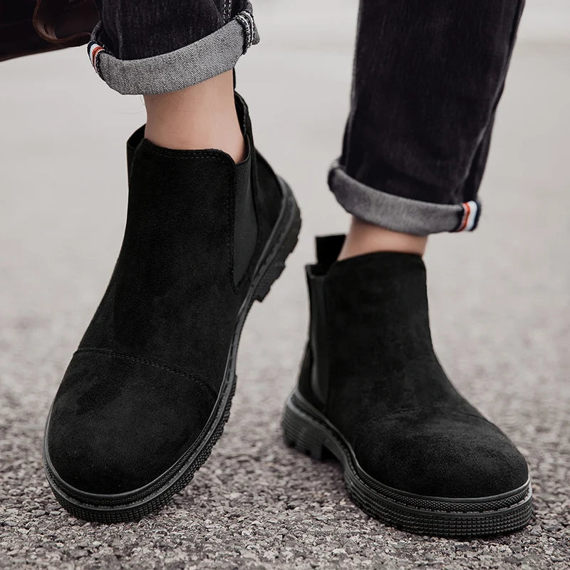 Classic Chelsea Boots for Men British Retro Short Boots Fashionable Versatile Casual Boots Brand High Top Casual Walking Shoes