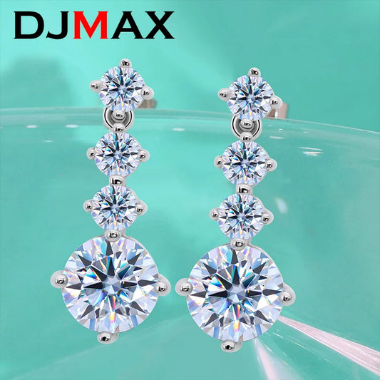 DJMAX S925 Silver Plate Pt950 Stud Jewelry D Color 2.6 Carat Moissanite Long Tassel Earrings Beating Heart Gift Wholesale