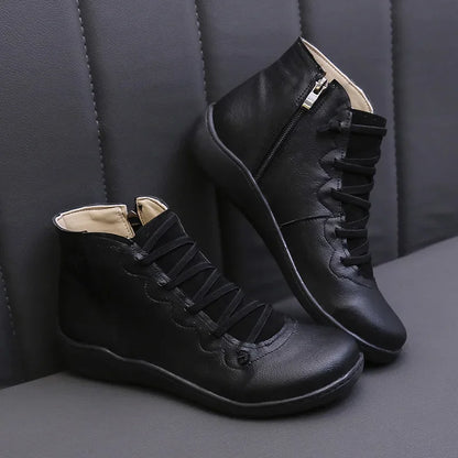 New Women's Winter Snow Boots Spring Flats Retro Ankle Boots  Leisure Lace Up Women Fur Short Boots for Women 2025 Bota Feminina