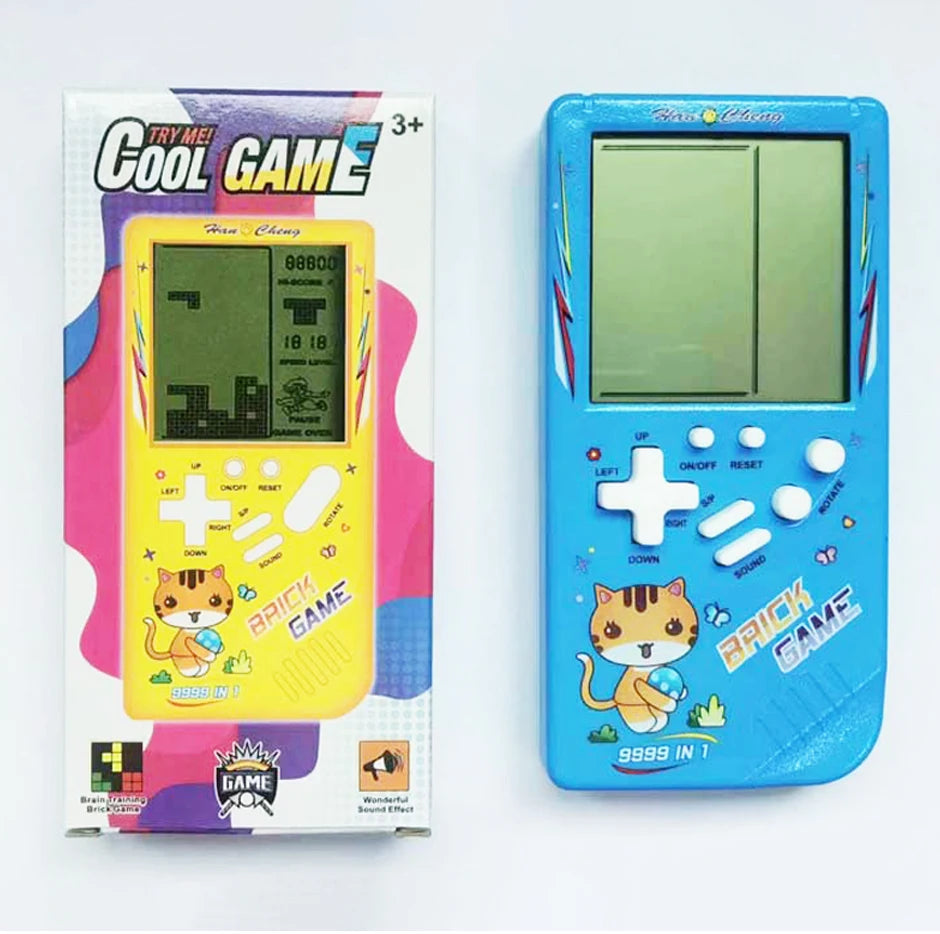 Classic Electronic Game Retro Puzzle Toy Blue Large Screen Handheld Game Console Toys For Children