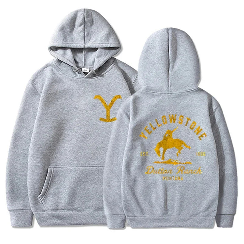 Classic Fashion Yellowstone Dutton Ranch Printed Hoodies for Men and Women Buttoned Hoodied Jersey Sweatshirt Tops