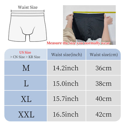 Men Funny Boxer Briefs Breathable Trunks Underwear Cartoon Wacky Face Boxer Short for Male Blue Quirky Panties