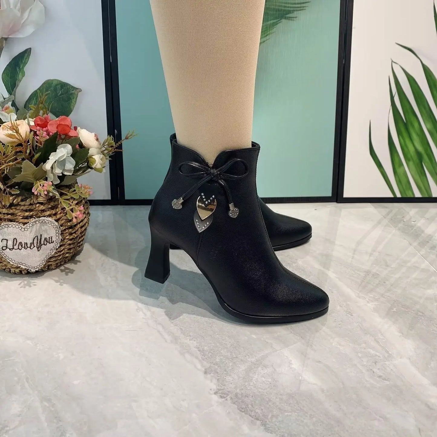 2023 high-heeled boots female spring and autumn single boots new women's shoes zip white waterproof Taiwan high-heeled shoes