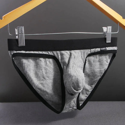 Sexy Men's Screw Thread Underwear Male Low-waisted Panties Interior U Convex Breathable Comfortable Underpants