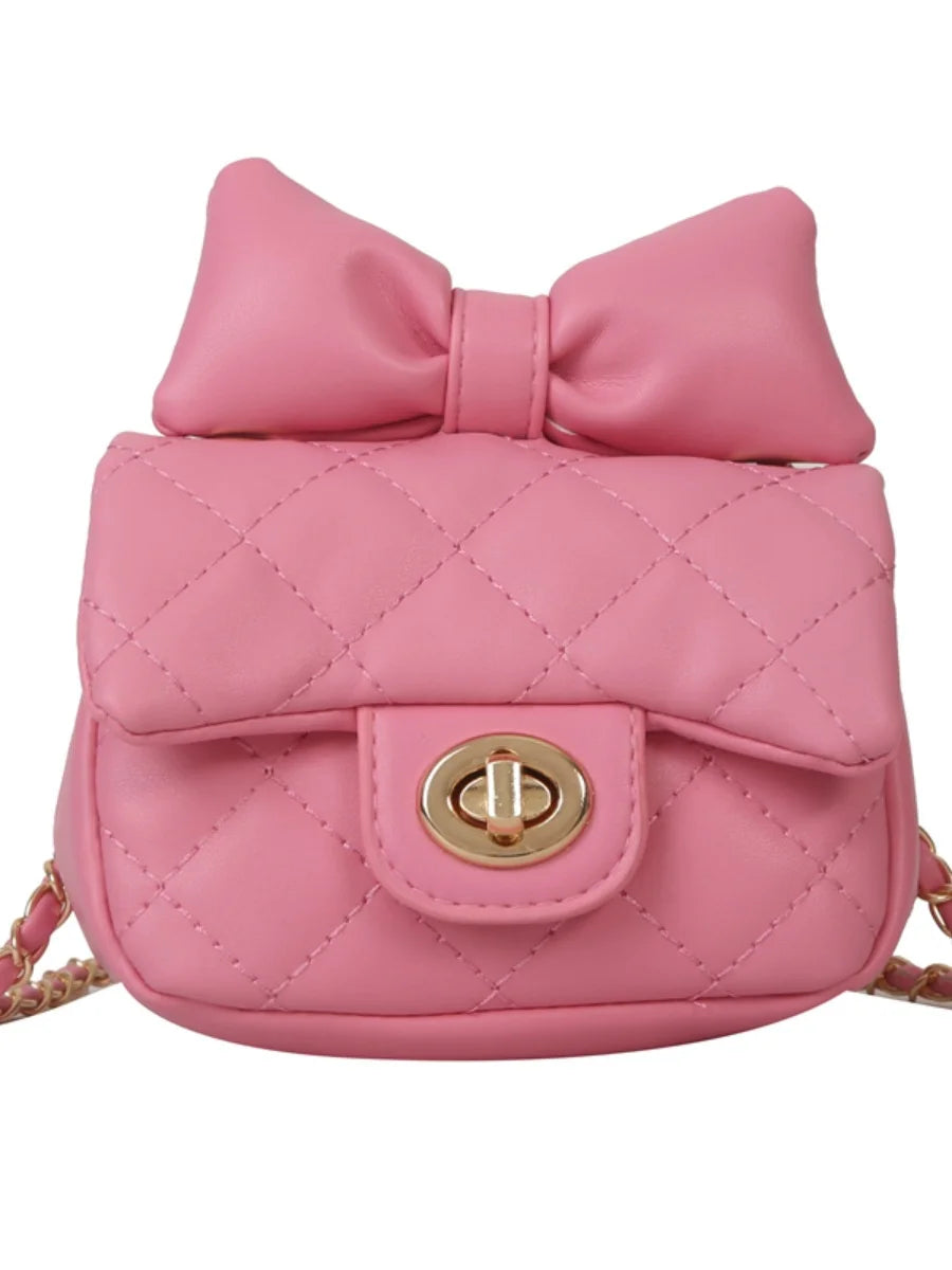 Kids Mini Designer Luxury Shoulder Bag Toddler Princess Baby Girls Pink Bow Handbag Little Girl Cute Crossbody Purse