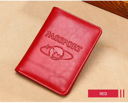 Passport Holder RFID Blocking Genuine Leather on Cover for Passport Bag Multifunctional Travel Air Ticket Leather Case Wallet