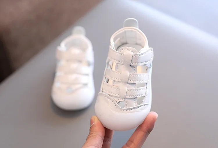 Baby Sandals Summer Infant Beach Shoes Baby Boy Girl Sandals Newborn First Walkers Soft PU Leather Close-toed Sandals For Baby