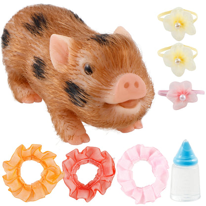 5/6 Inch Silicone Pig Doll Toy Mini Soft Lifelike Silicone Pig Doll Miniature Reborn Silicone Pig With Accessories For Kids Gift