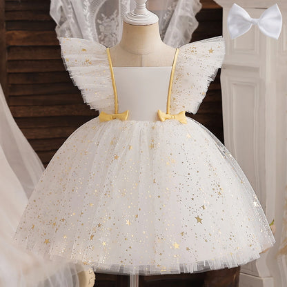 2024 Summer Dress Newborn Infant 1st Birthday Christening Clothes Princess Ruffles Sequins Weddings Party Gown Baby Girls Dress