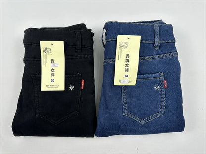 Winter Fleece Lined Denim Pencil Pants Women Thicken Warm Lamb Fluff Jeans High Waist New Slim Vaqueros Big Size 34 Kot Pantolon