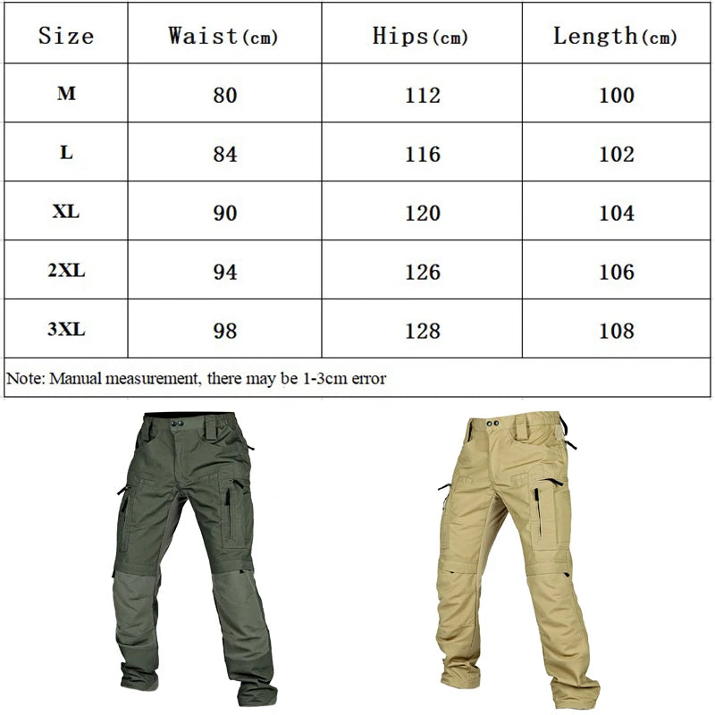 Military Tactical Pants Men's Cargo Trousers Casual Outdoor Waterproof Pants Multi-pocket Wear-resistant Breathable Workwear