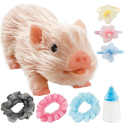 5/6 Inch Silicone Pig Doll Toy Mini Soft Lifelike Silicone Pig Doll Miniature Reborn Silicone Pig With Accessories For Kids Gift