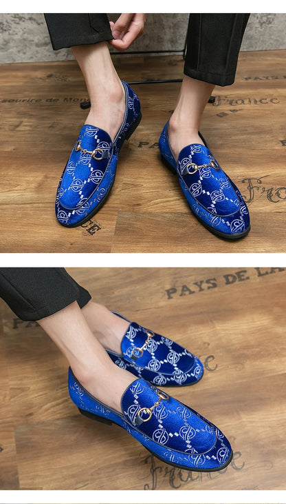 Fashion Blue Men's Luxury Loafers Shoes Big Size Casual Men Suede Leather Shoes Designer Wedding Dress Shoes Men Flats Moccasins