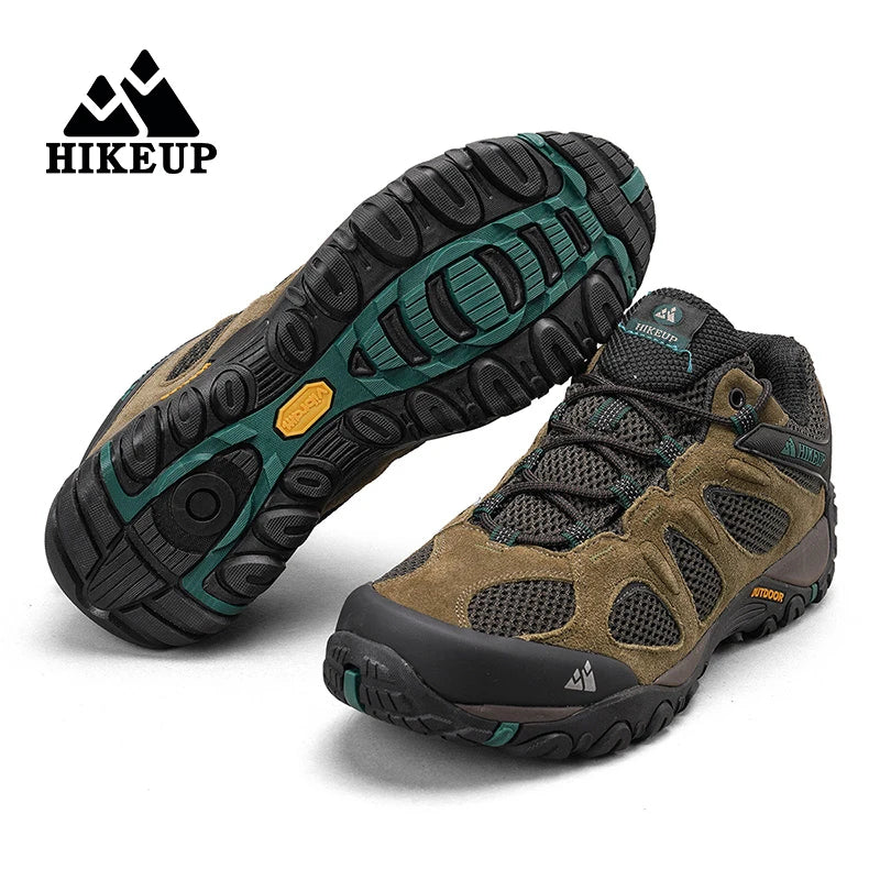 HIKEUP New Non-slip Wear Resistant Men‘s Outdoor Hiking Shoes Breathable Splashproof Climbing Men Sneaker Hunting Mountain Shoes