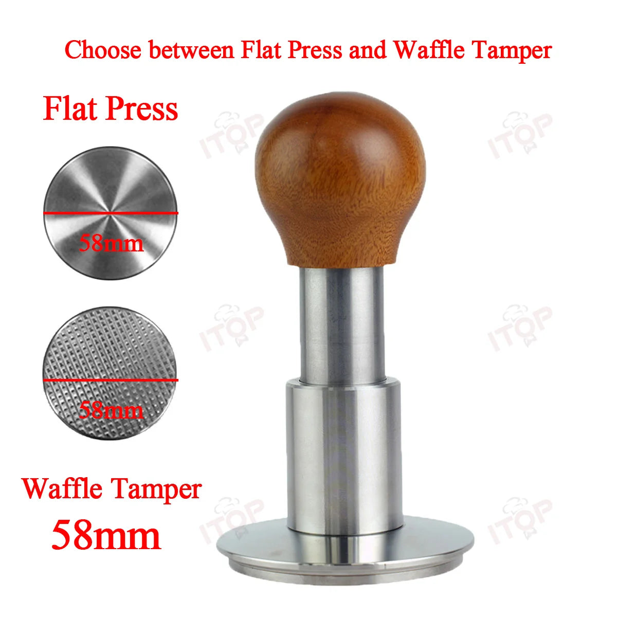 ITOP HIT Impact Force Powder Hammer 51/53/58mm Adjustable Pressure Force Tamper Stainless Steel Coffee Tamper Hammer Tools