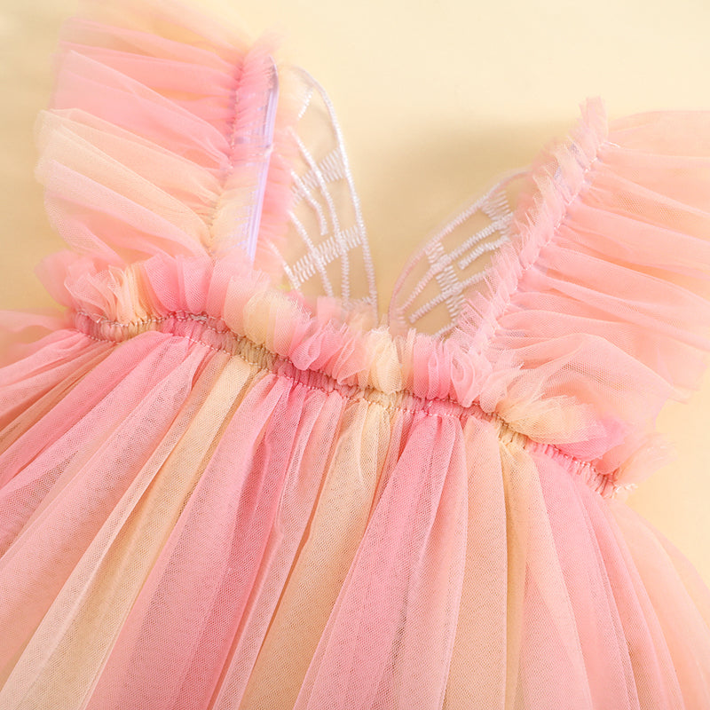 EWODOS Infant Girls Bodysut Dress Butterfly Wing Fly Sleeve Sweet Tulle Princess Dresses Hem Jumpsuits Clothes Baby Bodysuits