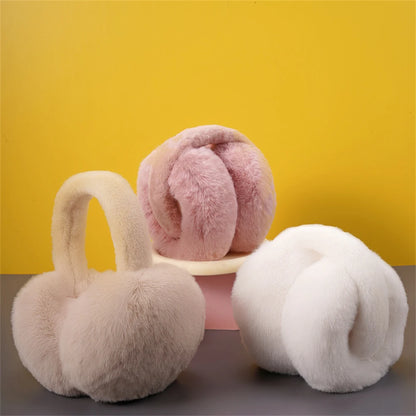 Foldable Plush Earmuffs Women Winter Warm Earflaps Unisex Portable Ear Headphone Outdoor Fashion Solid Color Frostproof Earcover