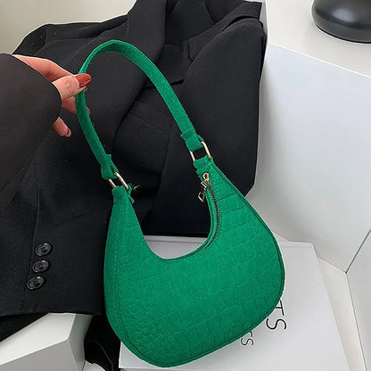 Candy Color Advanced Design Texture Armpit Handbags Felt Shoulder Bags For Women Women's Subaxillary Bag Purses Crescent Bag