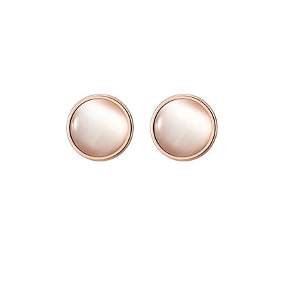 SOFTPIG Real 925 Sterling Silver Opal Round Stud Earrings For Charming Women Party Trendy Fine Jewelry Minimalist Accessories