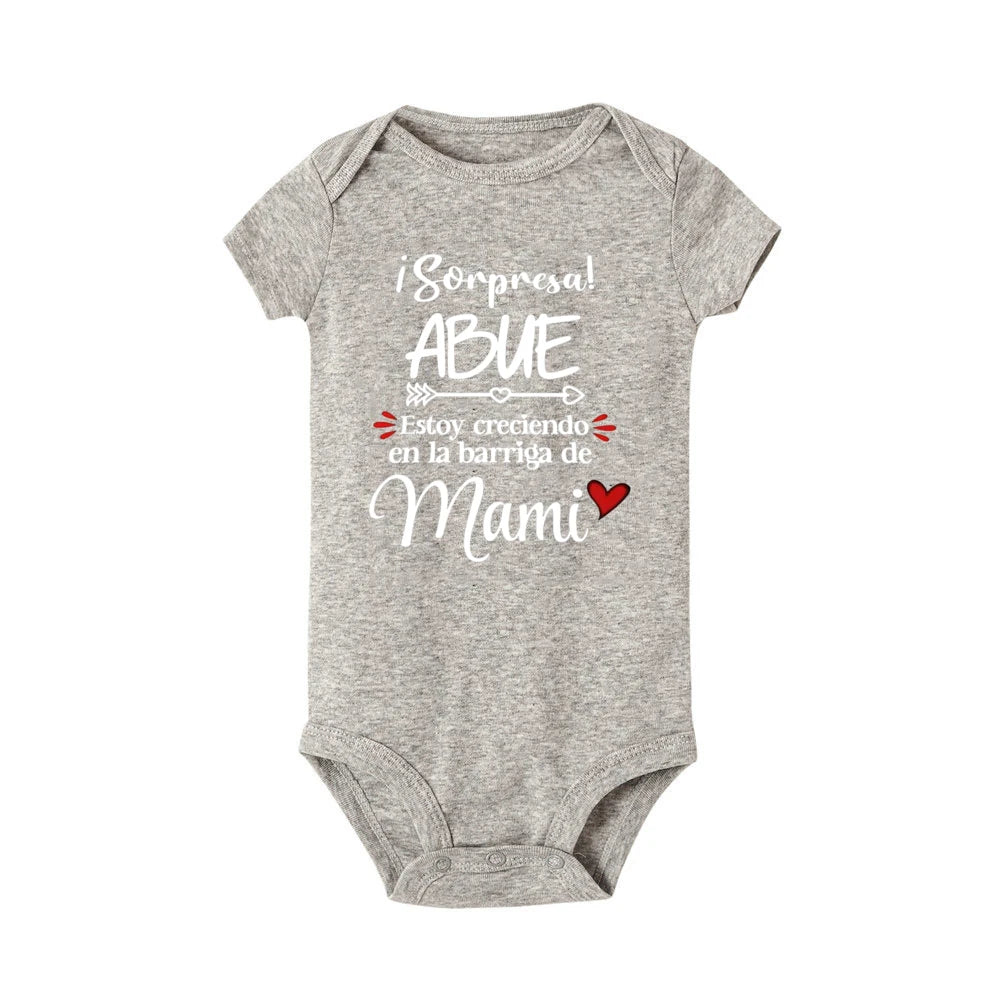 Surprise Grandparents I'm Growing in Mom's Belly Print Baby Bodysuit Pregnancy Announcement Infant Bodysuit Baby Reveal Clothes