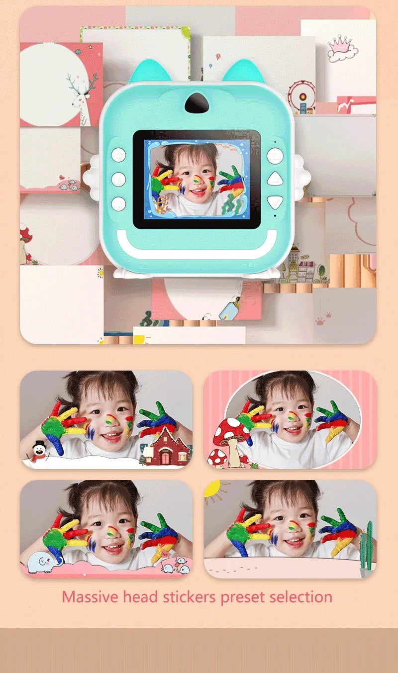 Children 1080P HD Digital Camera Toys Instant Print for Kids Thermal Print Camera Instant Print Photo Video With 32G Memory Card