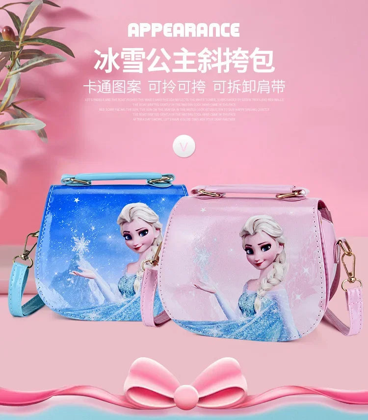 Cute cartoon anime Elsa princess messenger bag fashion girl handbag small bag baby shoulder messenger bag