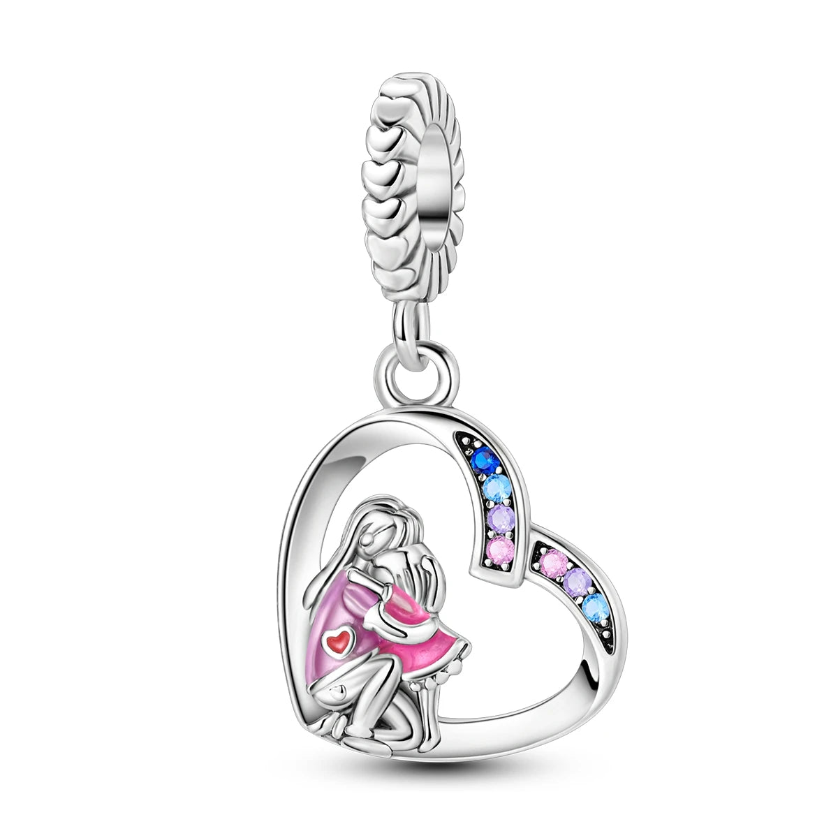 2025 925 Sterling Silver Charms Beads Love Heart Pink Original Charm Pendant Fit Charm Bracelets DIY Jewelry Birthday Gift Women