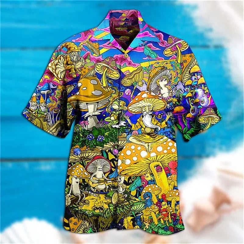 3D Men's Plant Printed Shirts Summer Street Top Comfortable and Breathable Beach Clothing Men's Outdoor Fashion Short Sleeve