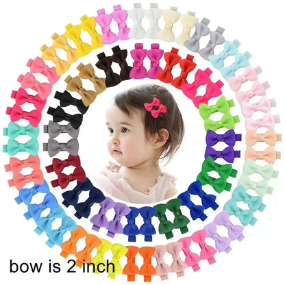 10pcs/lot Solid Color Grosgrain Ribbon Bowknot Kids Hair Clips Handmade Bows Baby Girls Barrettes Hairpins Photo Props Gift Sets