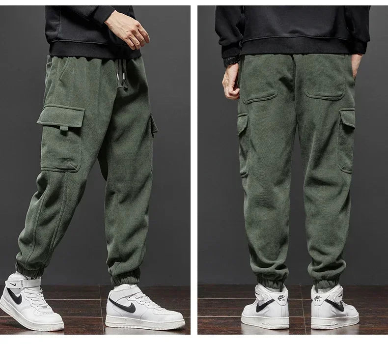 Spring Autumn New Style Elastic Waist Casual Pants for Men Stretch Straight Drawstring Harem Jogging Sports Long Pants Male