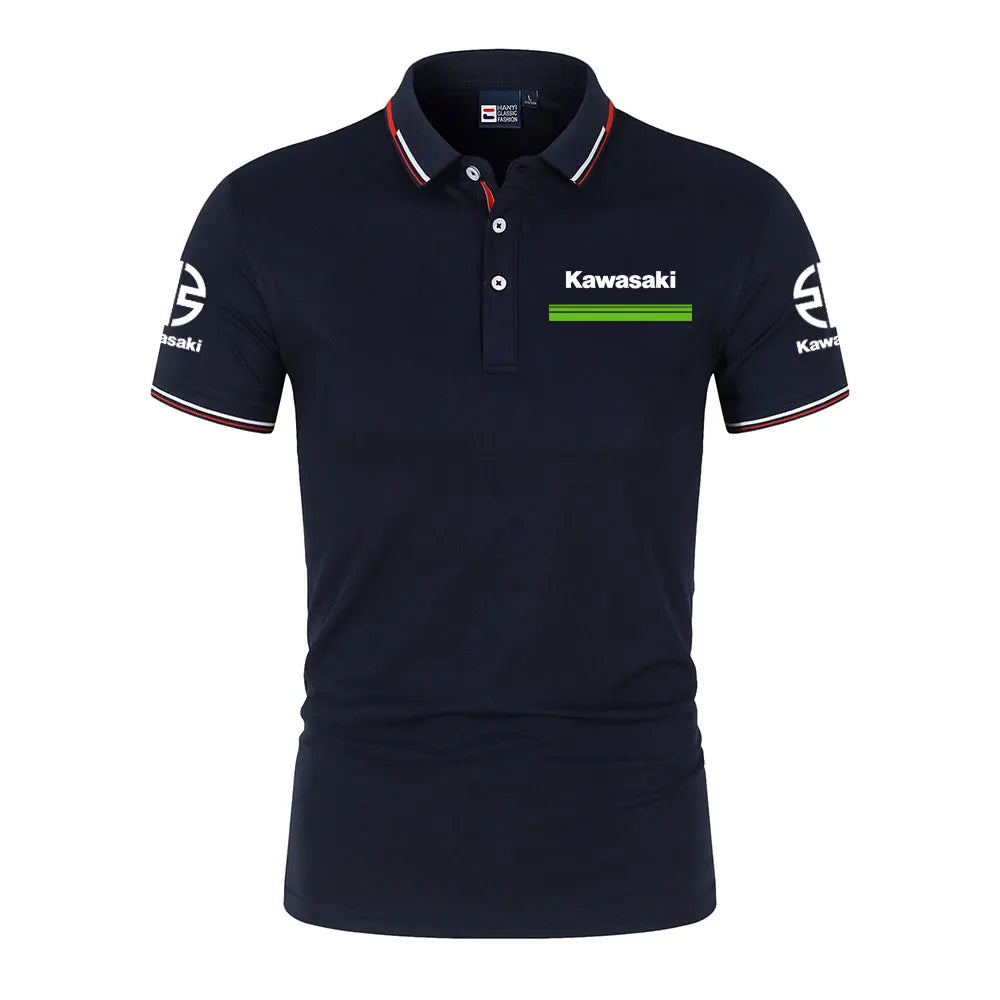 Kawasaki Logo Racing Teams Men Polo Shirt Summer Short Sleeve Casual Male Polos T-shirt 2024 New Fashion Man Clothes Tops