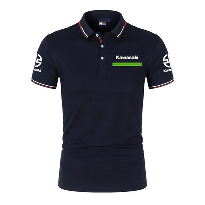 Kawasaki Logo Racing Teams Men Polo Shirt Summer Short Sleeve Casual Male Polos T-shirt 2024 New Fashion Man Clothes Tops