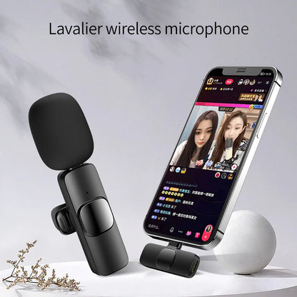 Wireless Lavalier Microphone Live Broadcast Game Mic Noise Cancelling Audio Video Recording Mini Mic for iPhone Android Xiaomi