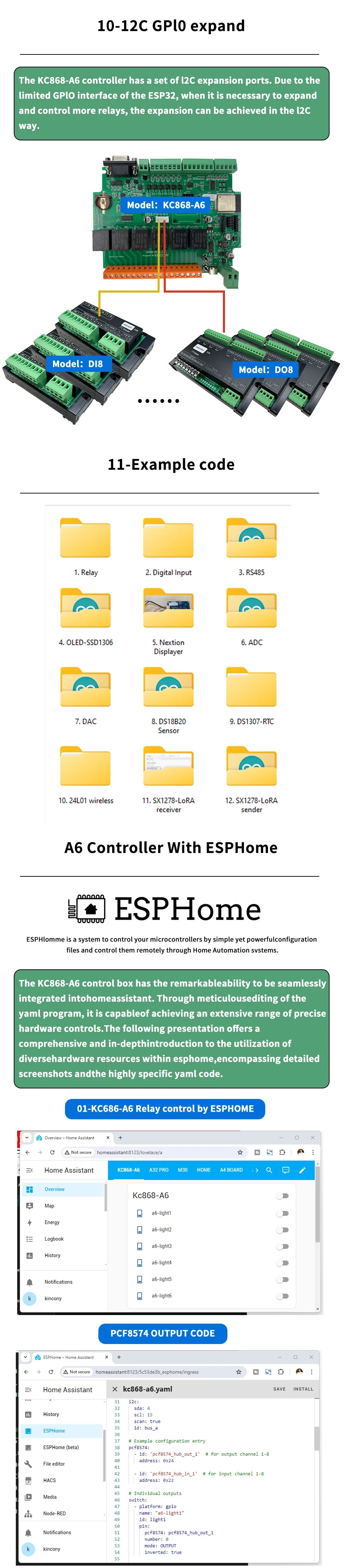 A6 Esphome Relay Board Enables ARDUINO IDE Programming and ESPhome Programming Provide All Kinds of Example Codes Support MQTT